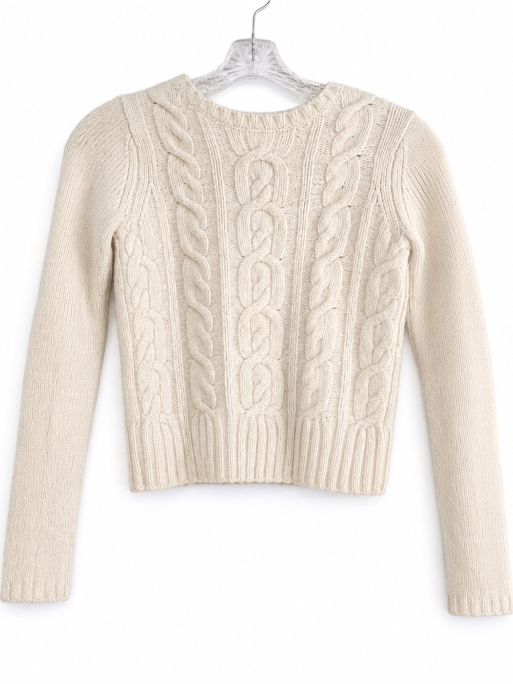 Vintage Y2K Gap crop cream cable knit angora cashmere blend sweater XS